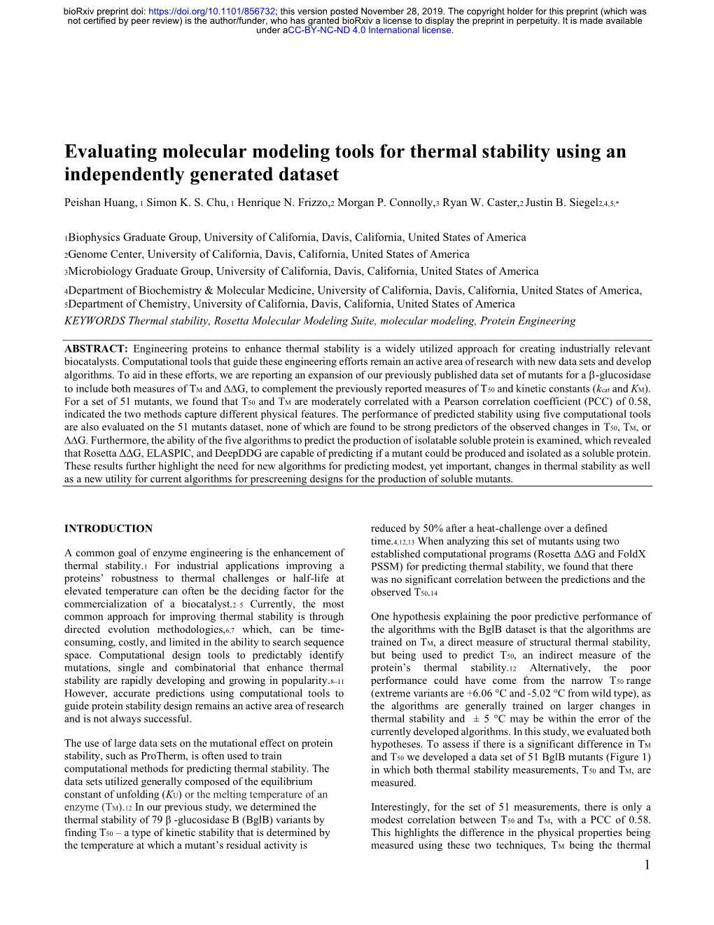 Evaluating Molecular Modeling Tools for Thermal Stability Using an Independently Generated Dataset