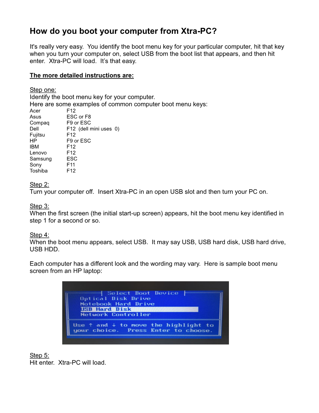 How Do You Boot Your Computer from Xtra-PC?