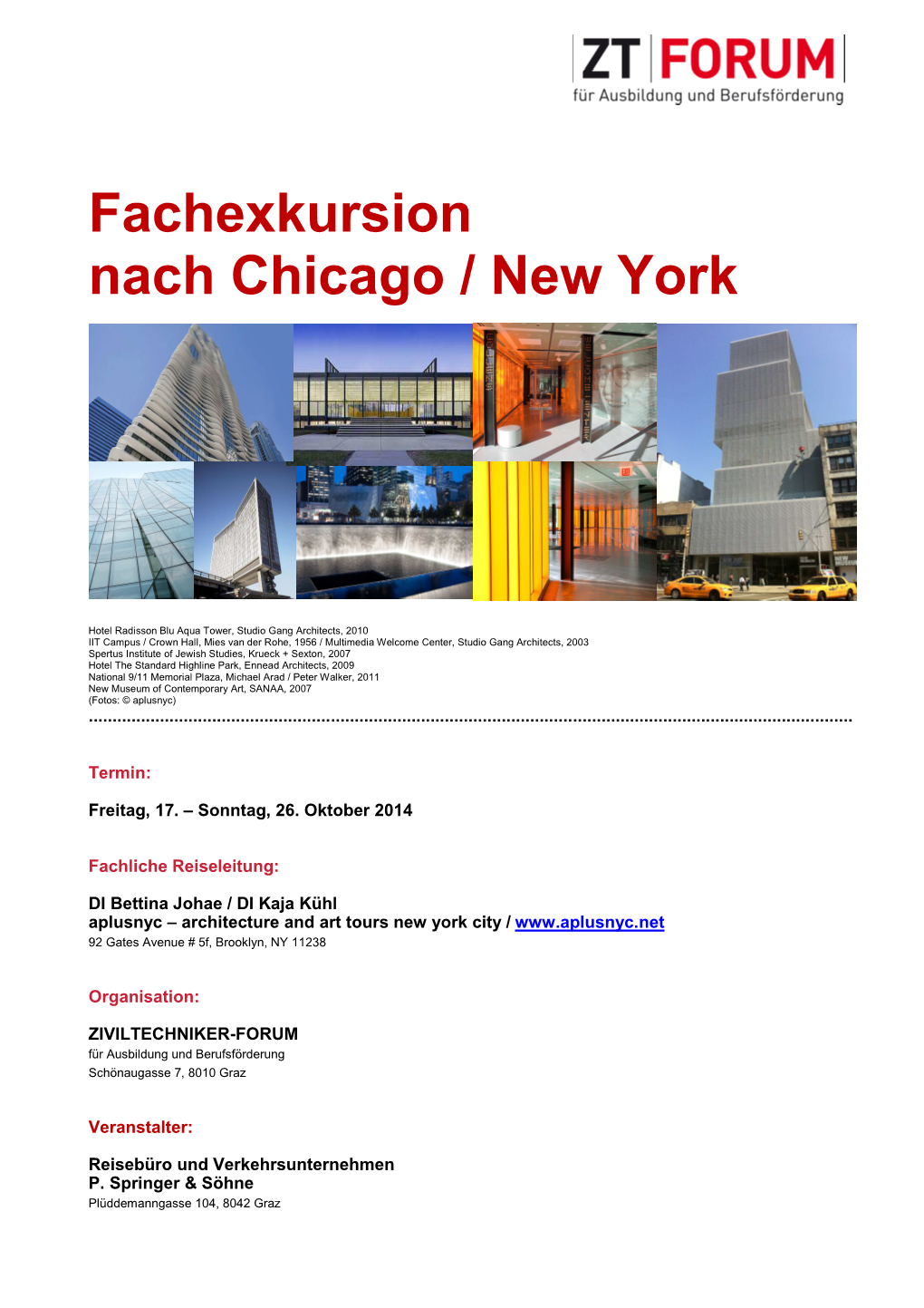 Fachexkursion Nach Chicago / New York