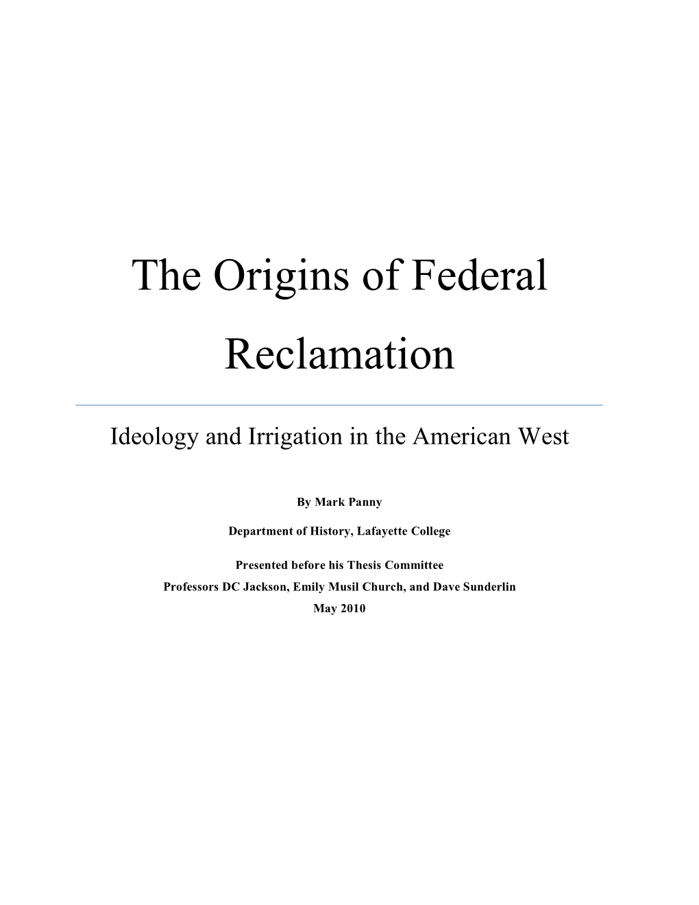 Origins of Reclamation