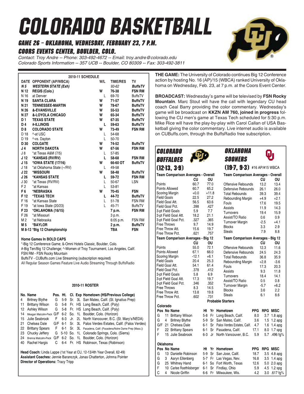 CU GAME NOTES Oklahoma.Indd