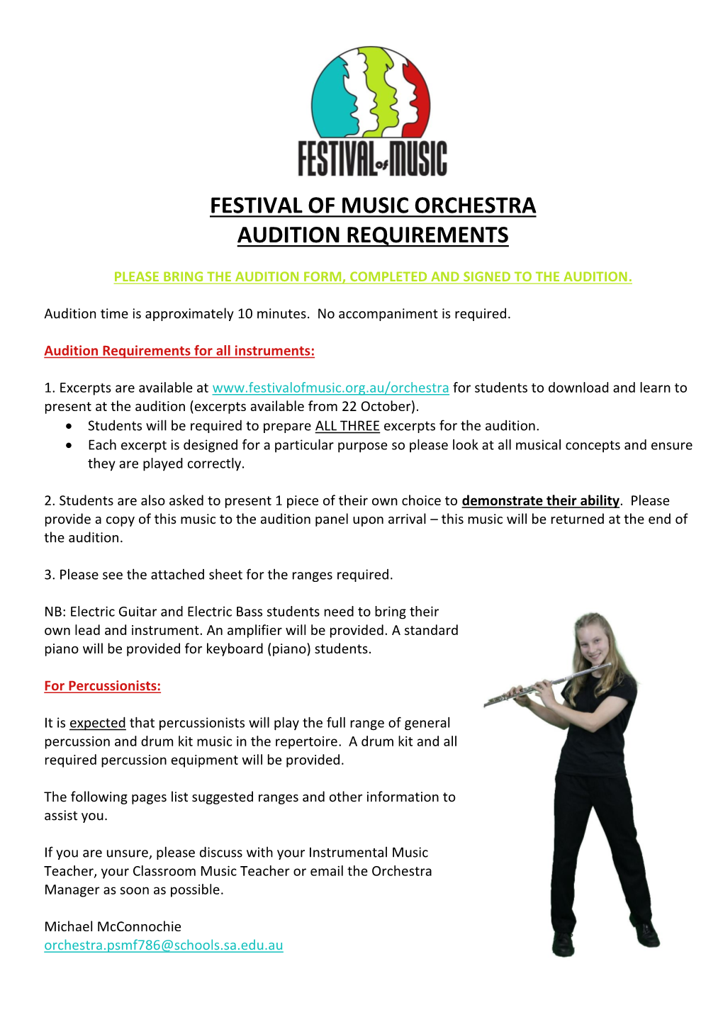 Festival Orchestra Audition Requirements