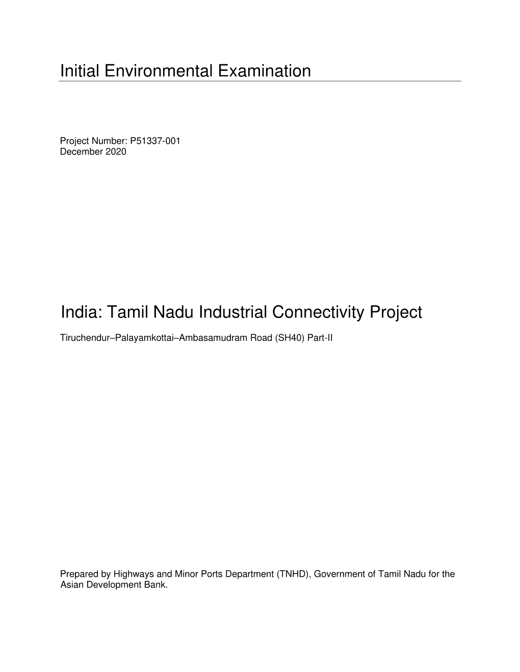 51337-001: Tamil Nadu Industrial Connectivity Project