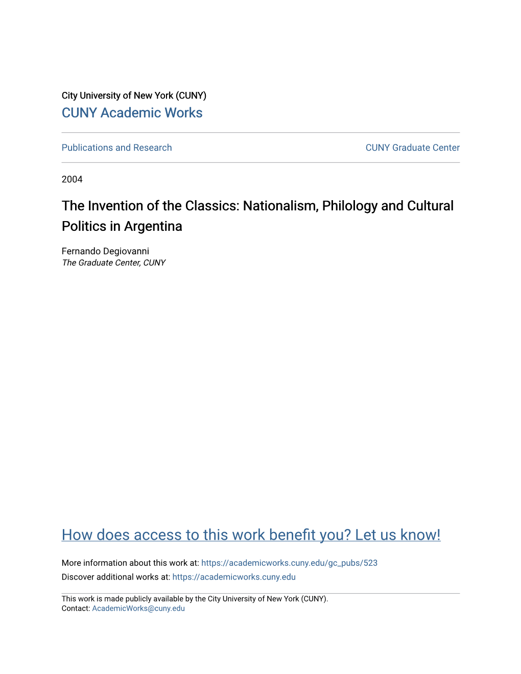 Nationalism, Philology and Cultural Politics in Argentina