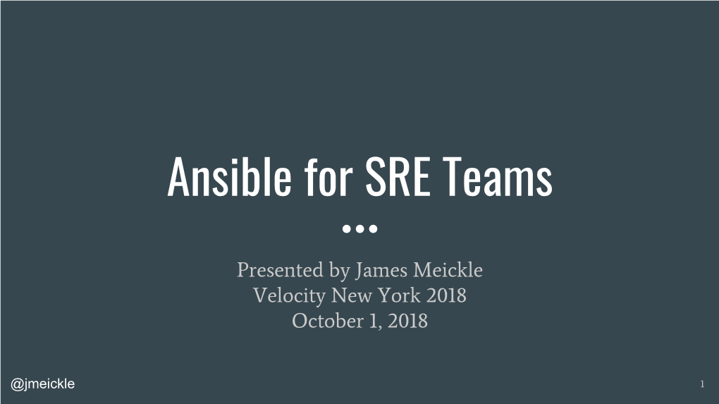 Ansible for SRE Teams