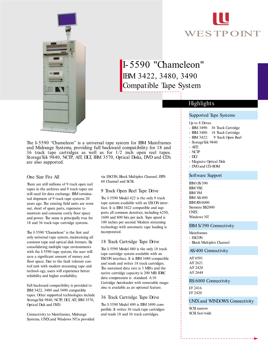 I-5590 "Chameleon" IBM 3422, 3480, 3490 Compatible Tape System