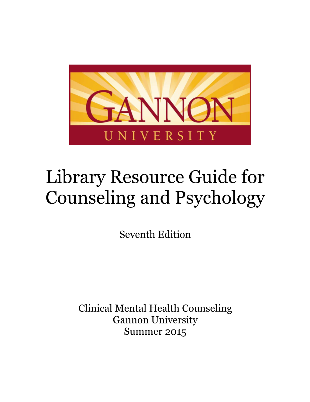 Library Resource Guide for Counseling and Psychology