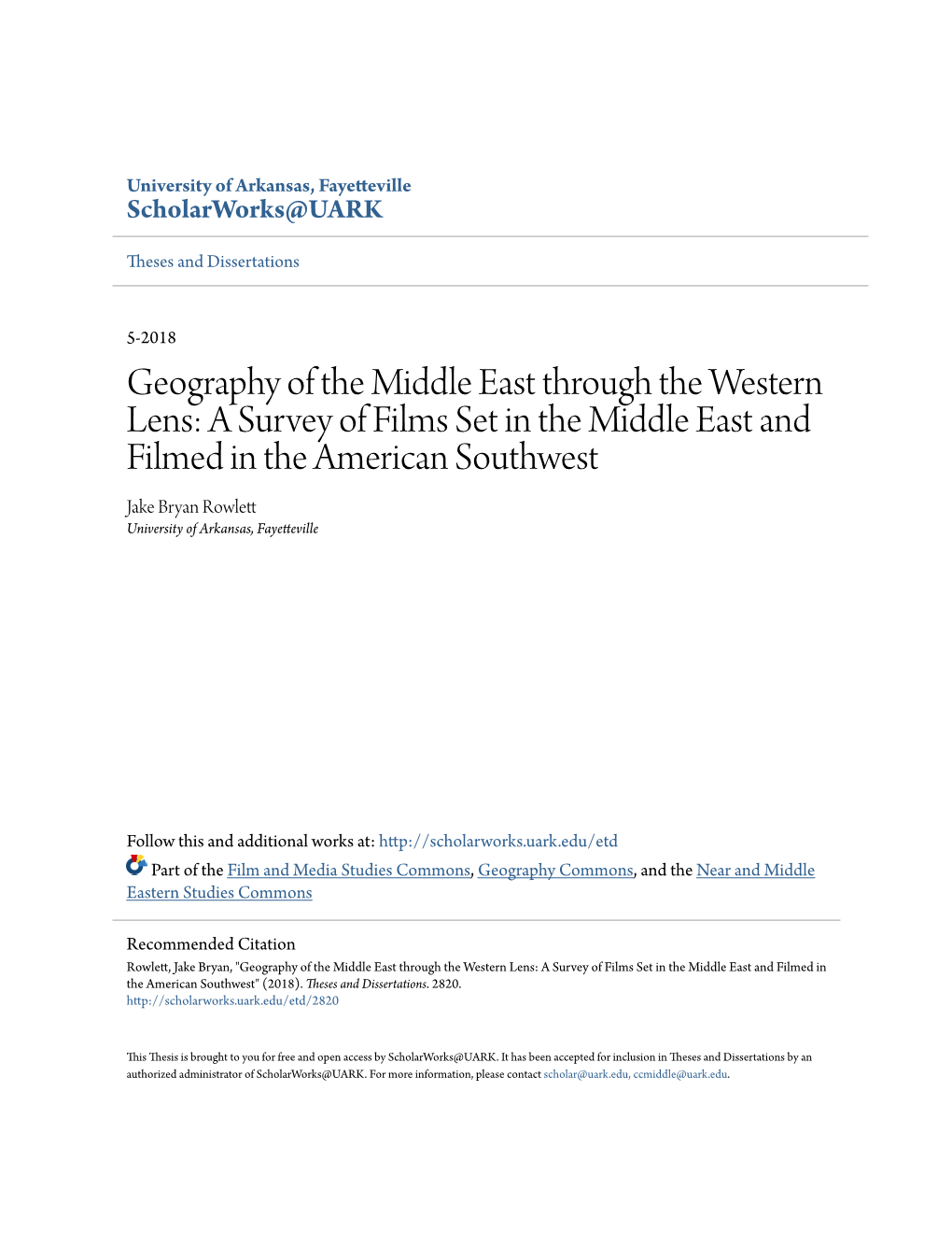 Geography of the Middle East Through the Western Lens