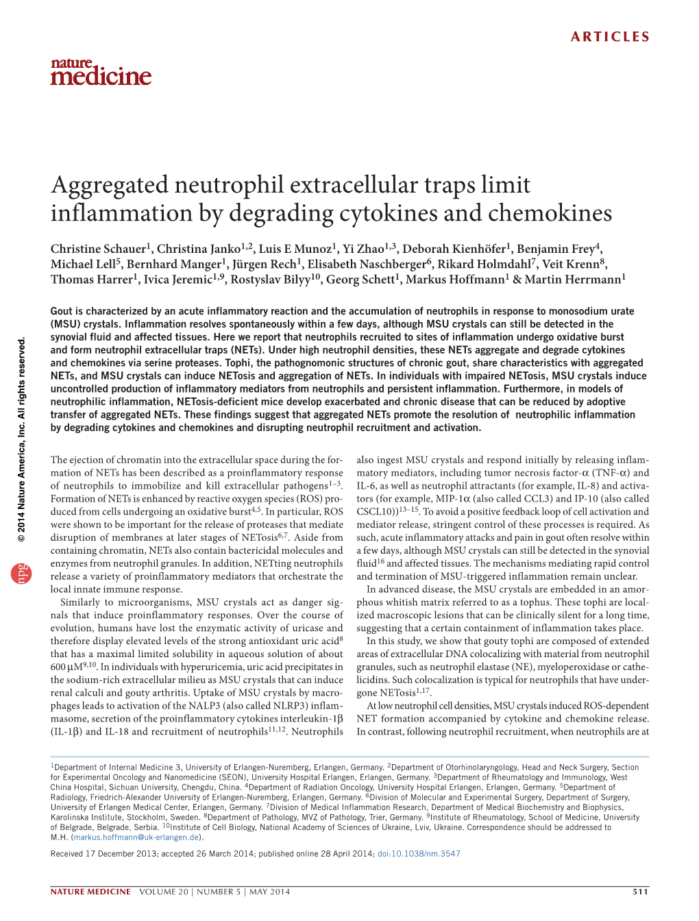 Aggregated Neutrophil Extracellular Traps Limit Inflammation by Degrading Cytokines and Chemokines