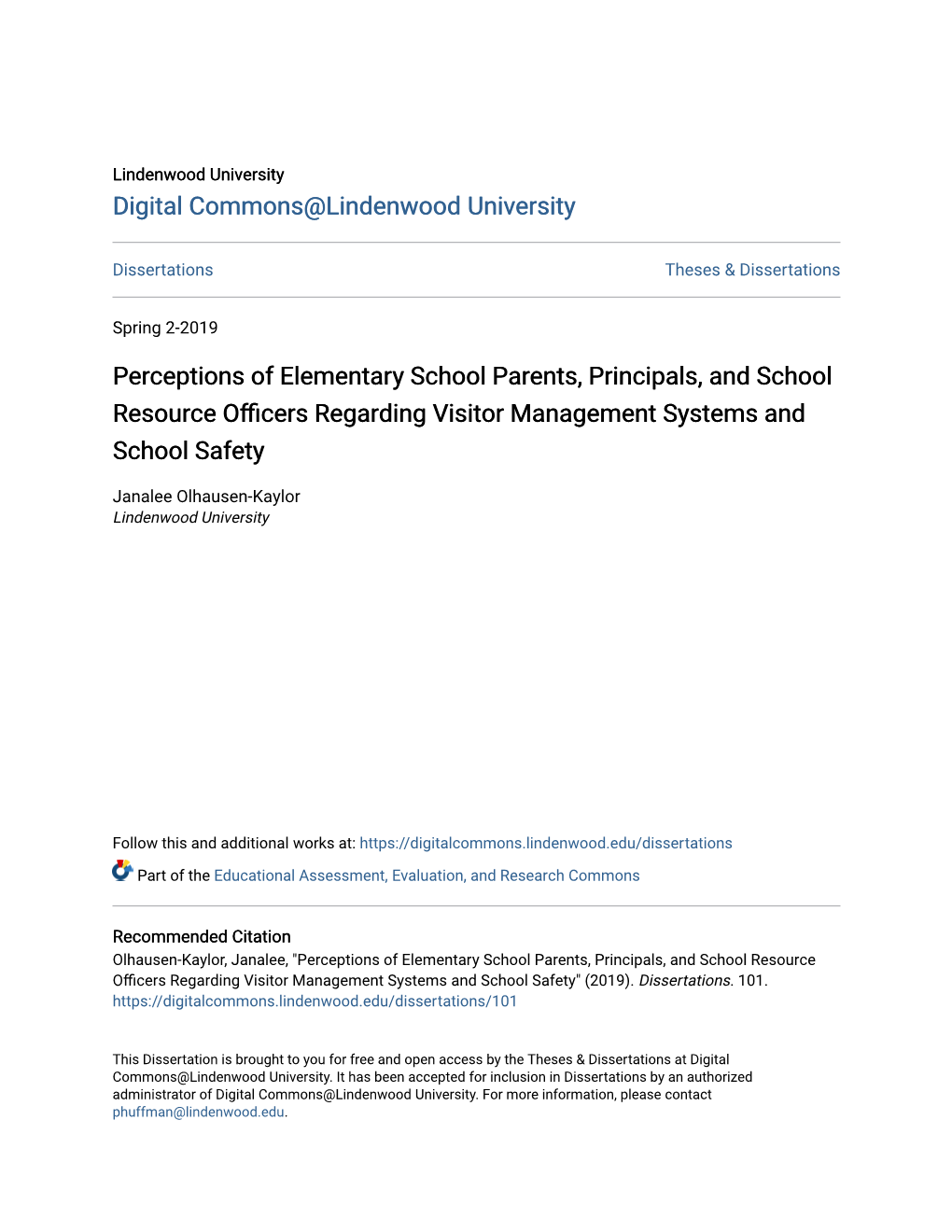 Perceptions of Elementary School Parents, Principals, and School Resource Officers Regarding Visitor Management Systems and School Safety