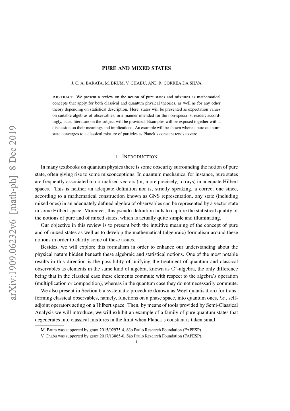 Arxiv:1909.06232V6 [Math-Ph] 8 Dec 2019