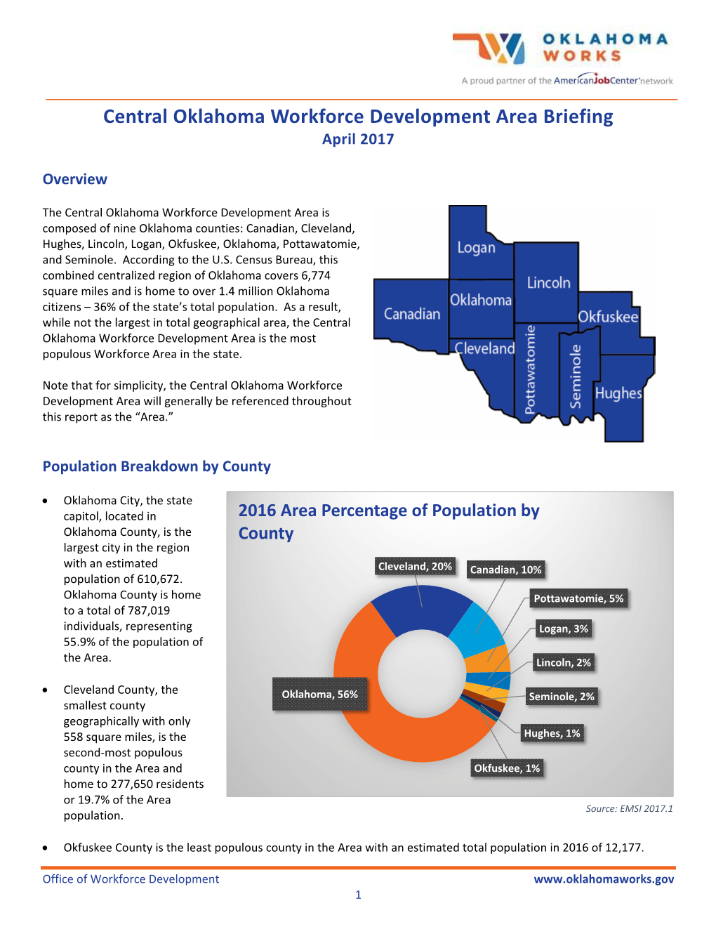 Central Oklahoma Workforce Development Area Briefing April 2017