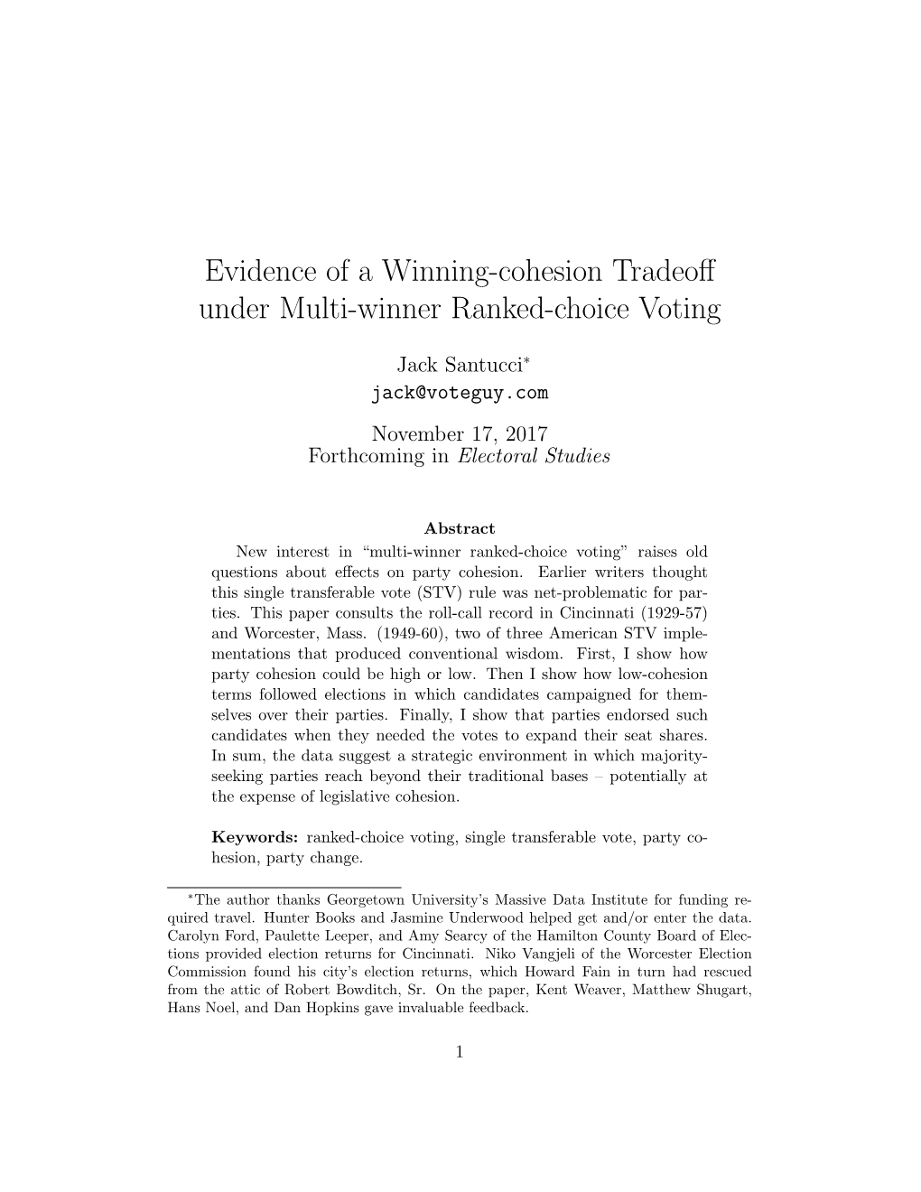 Evidence of a Winning-Cohesion Tradeoff Under Multi-Winner