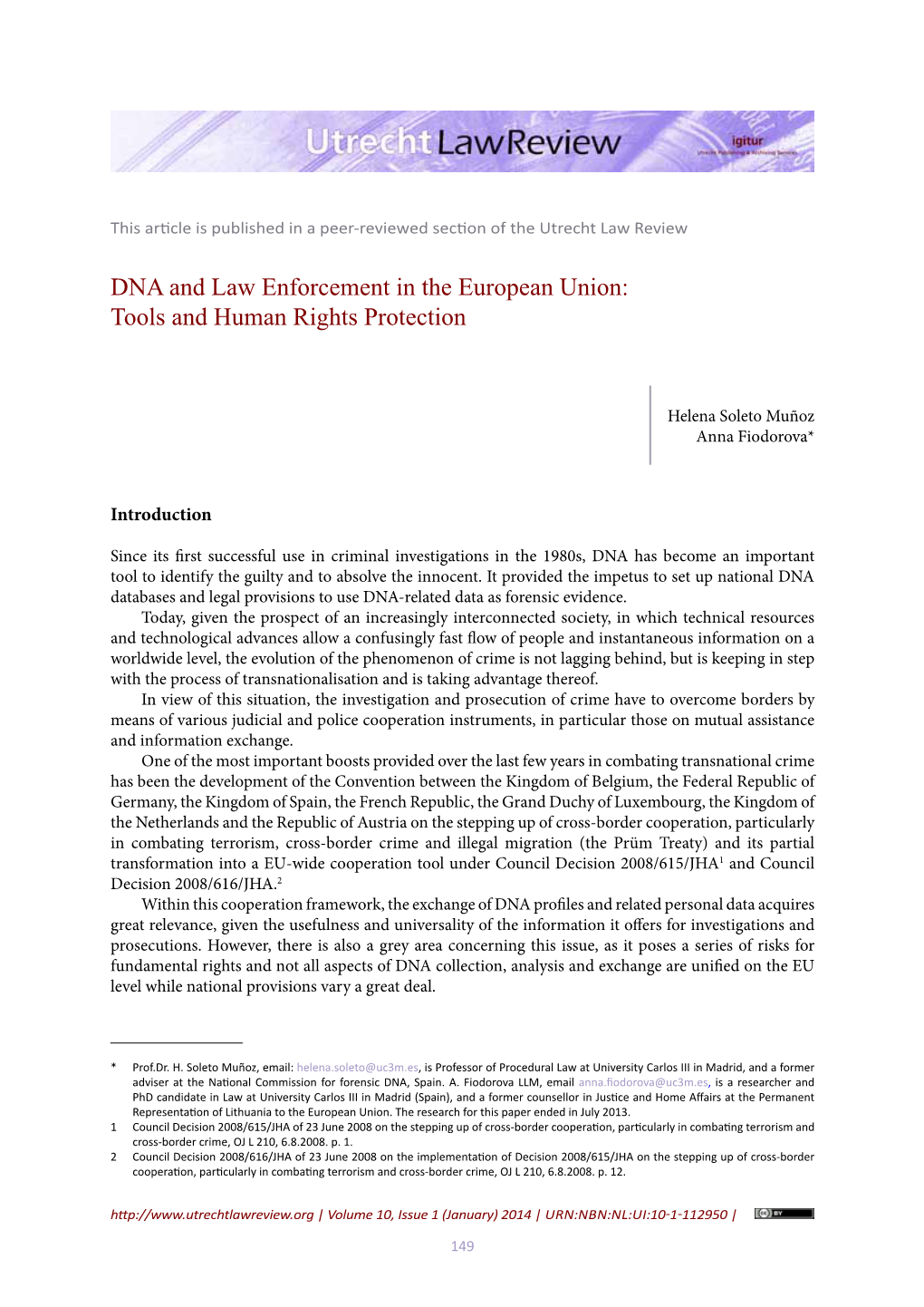 DNA and Law Enforcement in the European Union: Tools and Human Rights Protection