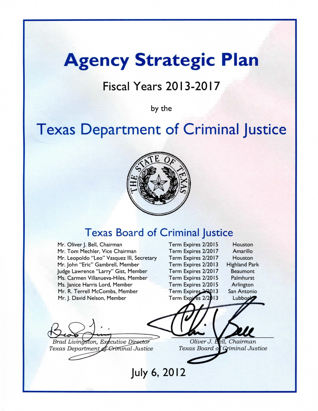 Agency Strategic Plan for Fiscal Years 2013-2017