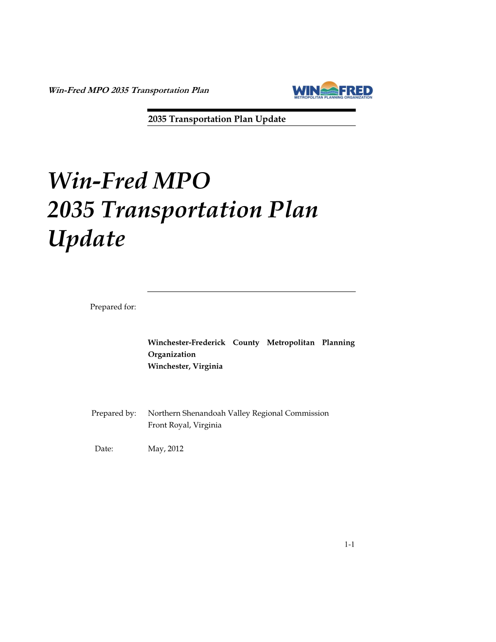 Win-Fred MPO 2035 Transportation Plan Update