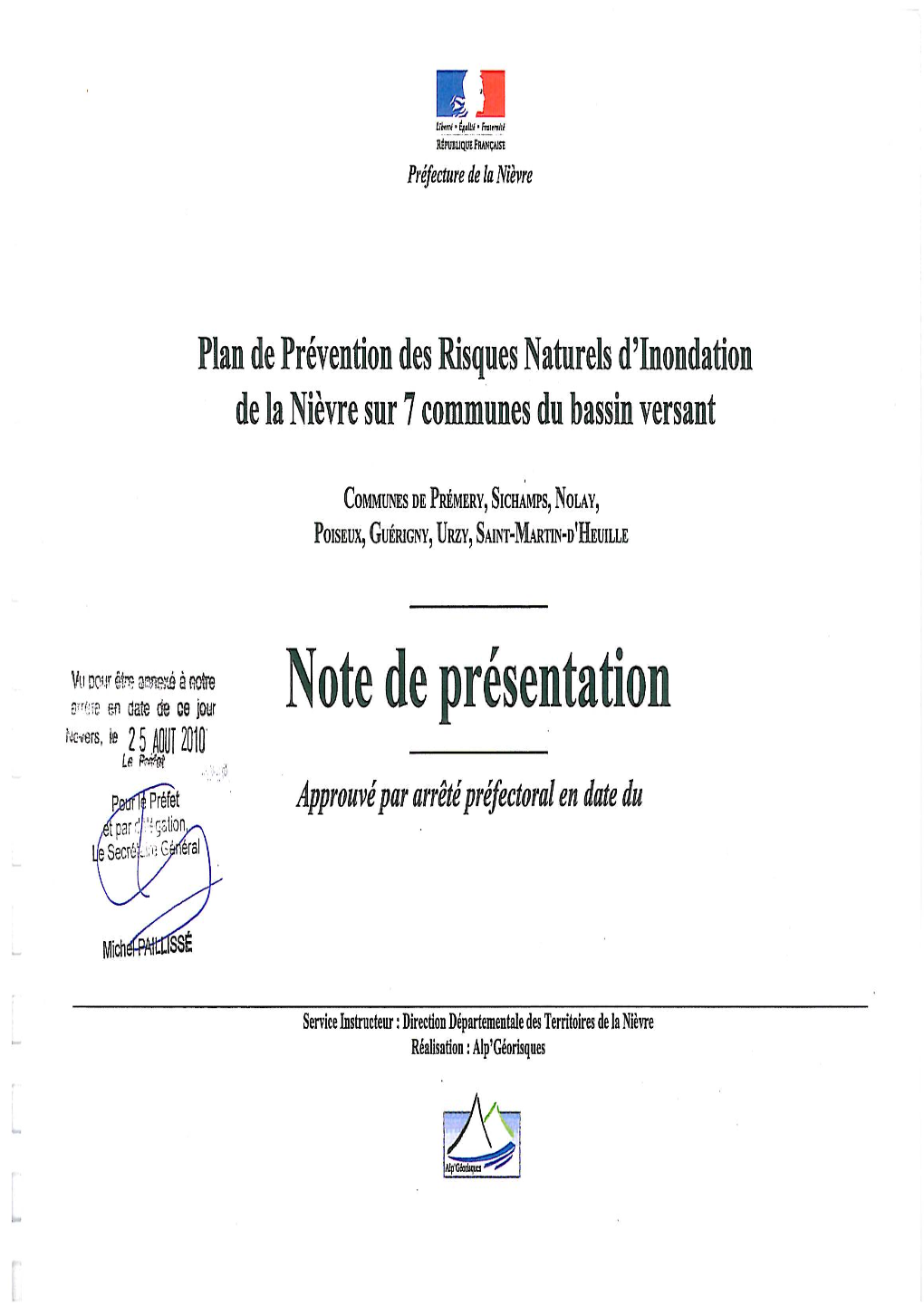 Plan De Prévention Des Risques Naturels D'inondation De Sept Communes Du Bassin Versant De La Nièvre