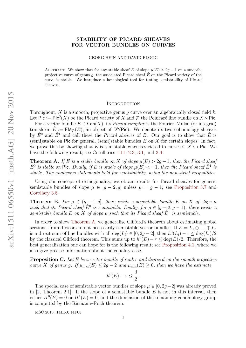 Arxiv:1511.06550V1 [Math.AG]