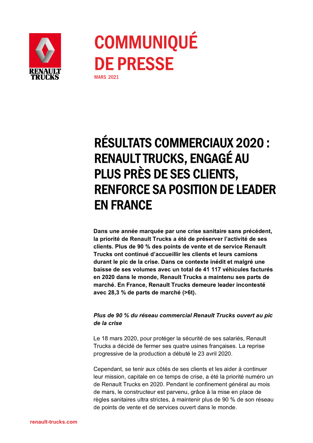 Communiqué De Presse Mars 2021