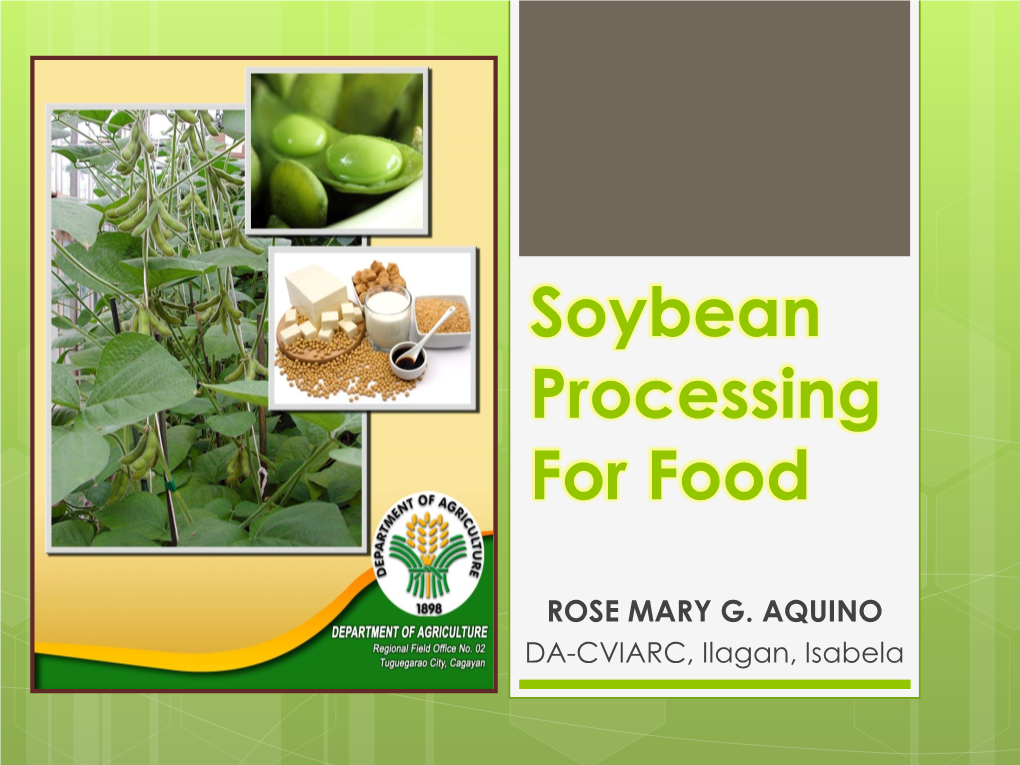 Soybean Processing for Food