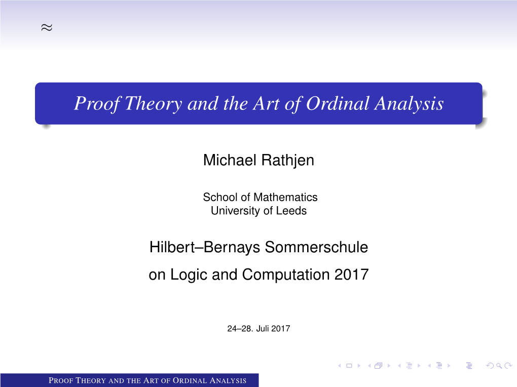 Proof Theory and the Art of Ordinal Analysis