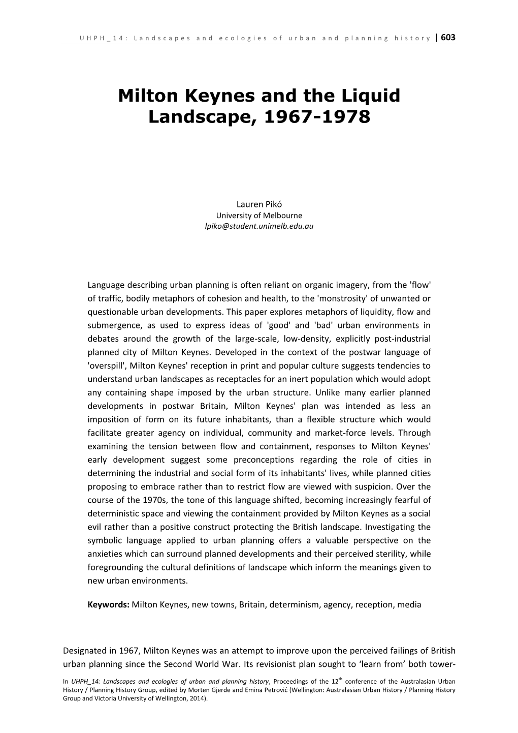 Milton Keynes and the Liquid Landscape, 1967-1978