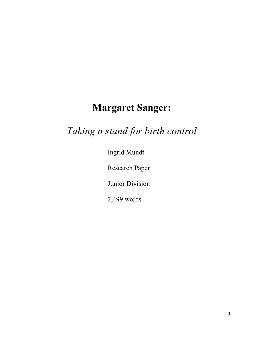 Margaret Sanger: Taking a Stand for Birth Control