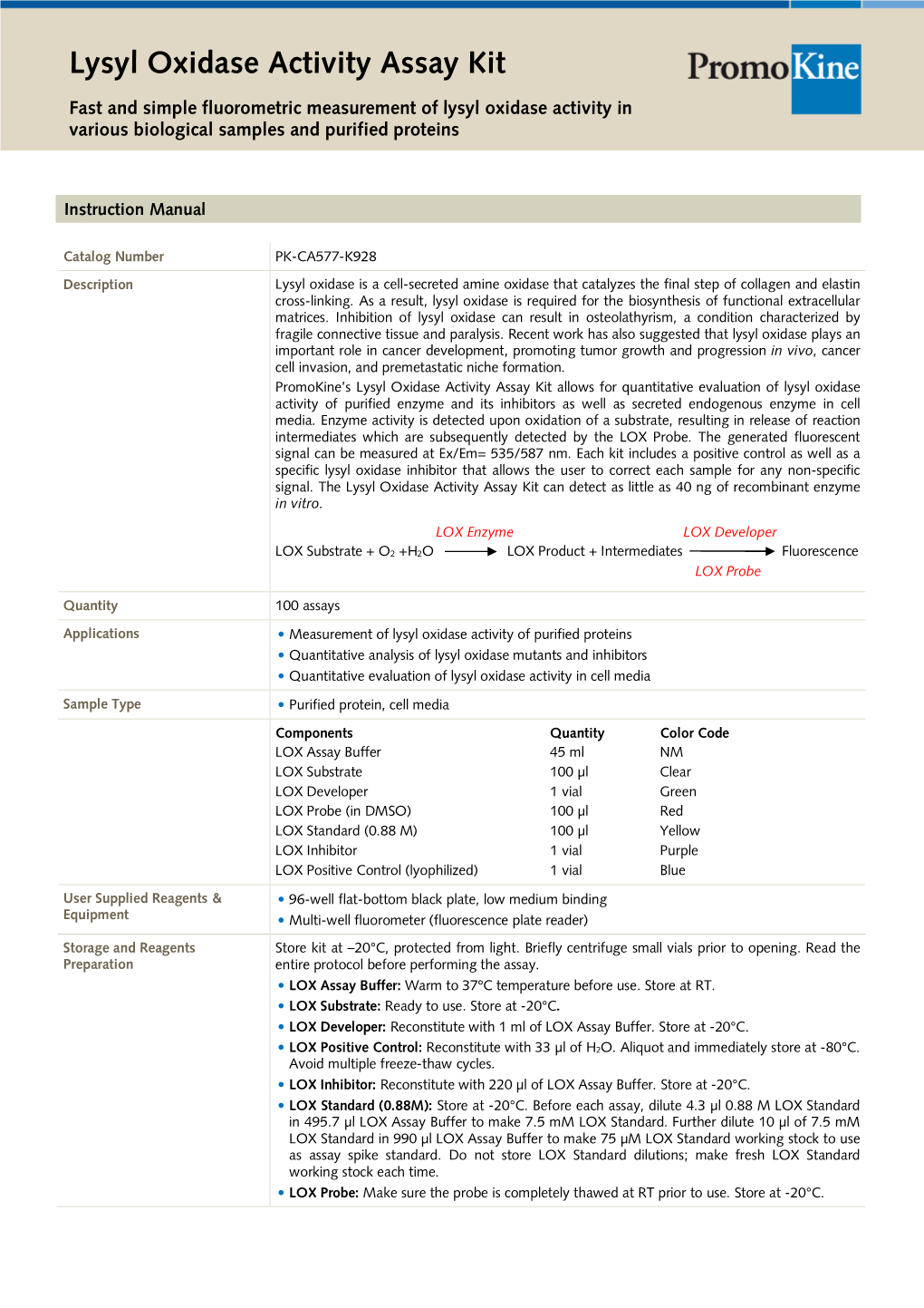 Lysyl Oxidase Activity Assay Kit