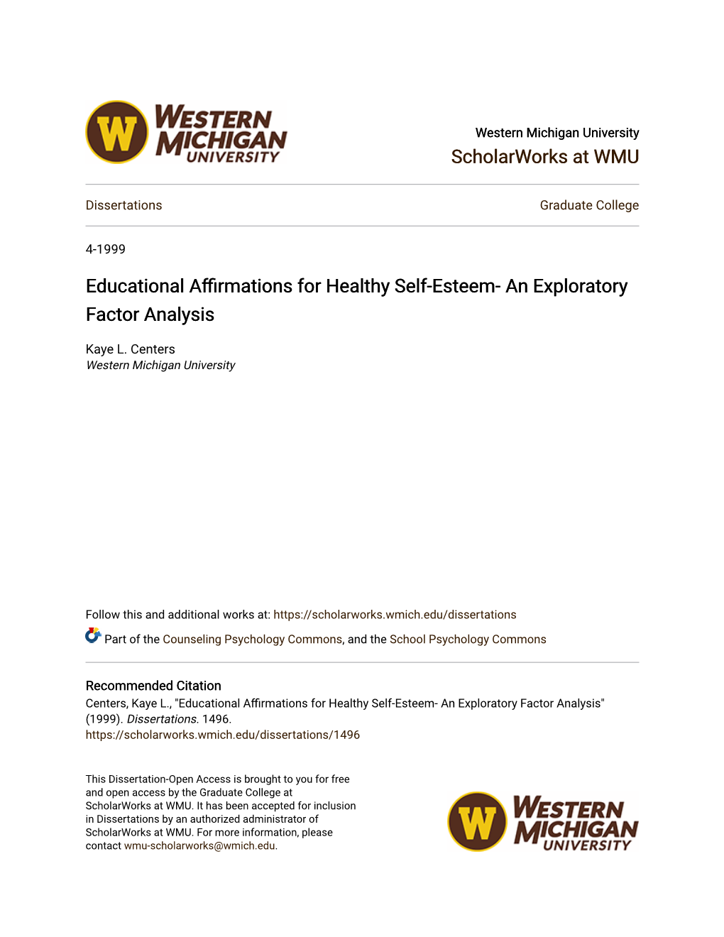 Educational Affirmations for Healthy Self-Esteem- an Exploratory Factor Analysis
