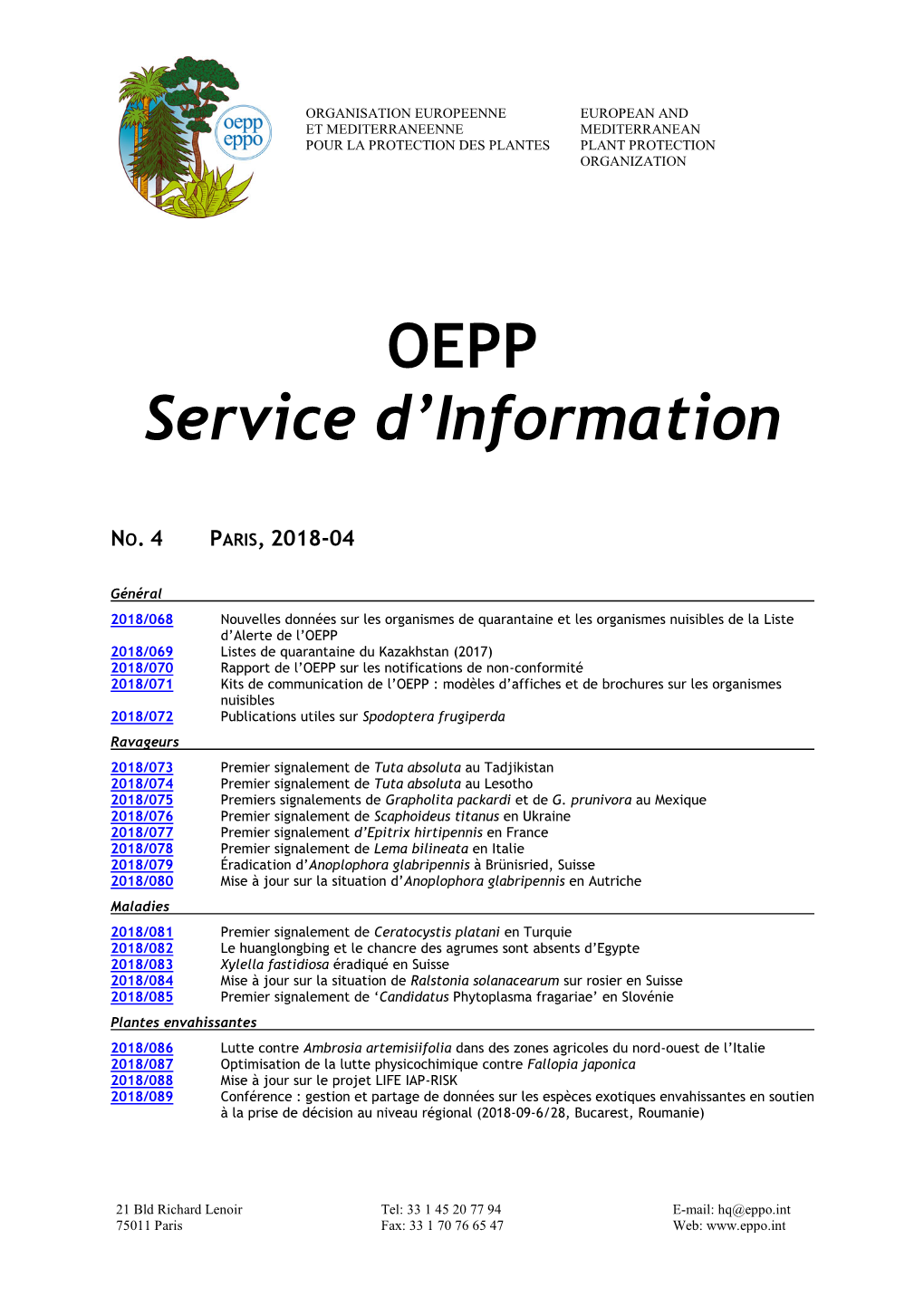 EPPO Reporting Service