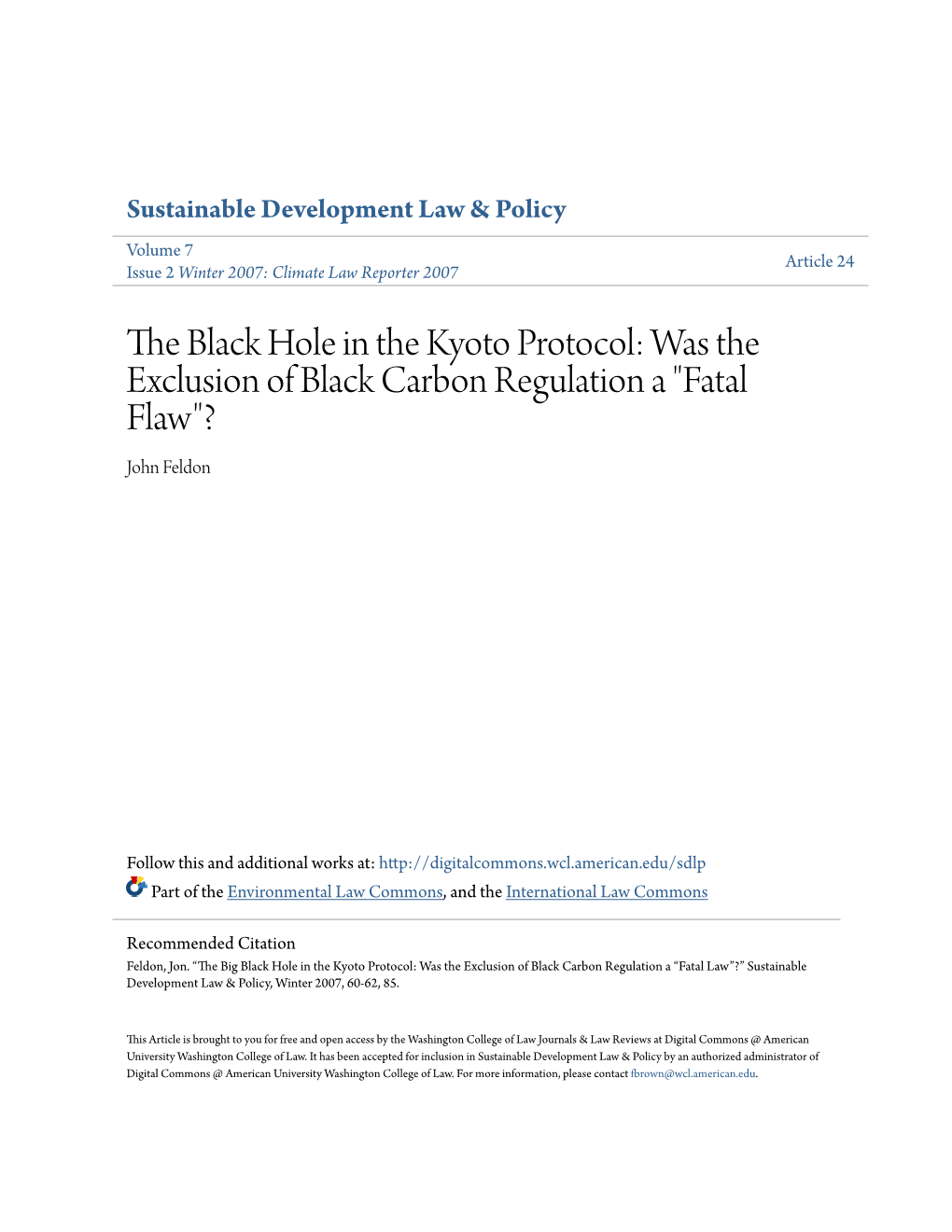 The Black Hole in the Kyoto Protocol