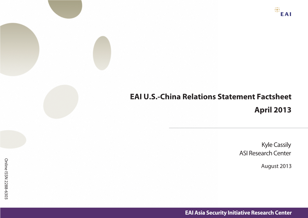 EAI U.S.-China Relations Statement Factsheet April 2013