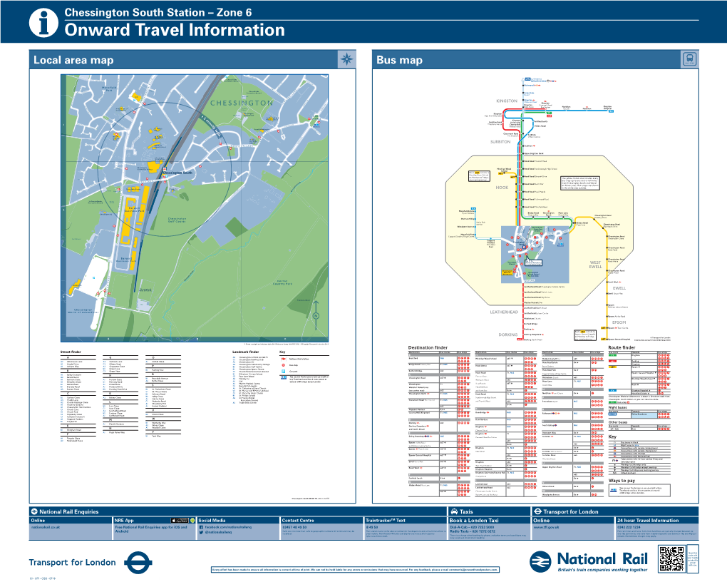 Chessington South Station – Zone 6 I Onward Travel Information Local Area Map Bus Mapbuses from Chessington South and World of Adventures