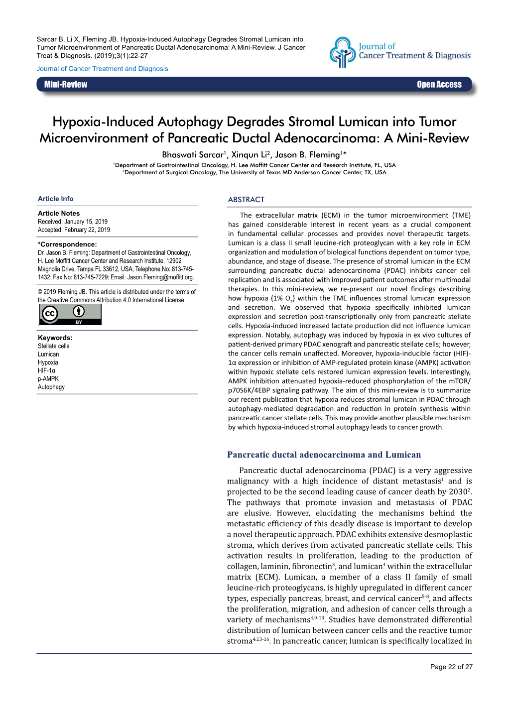 Hypoxia-Induced Autophagy Degrades Stromal Lumican Into Tumor Microenvironment of Pancreatic Ductal Adenocarcinoma: a Mini-Review