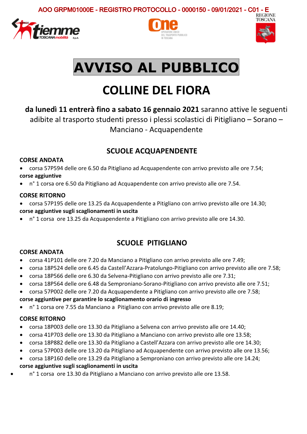 Avviso Al Pubblico Colline Del Fiora