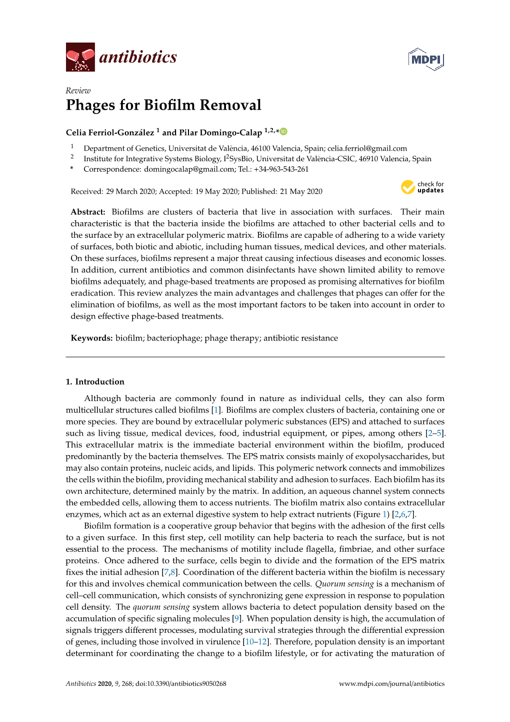 Phages for Biofilm Removal