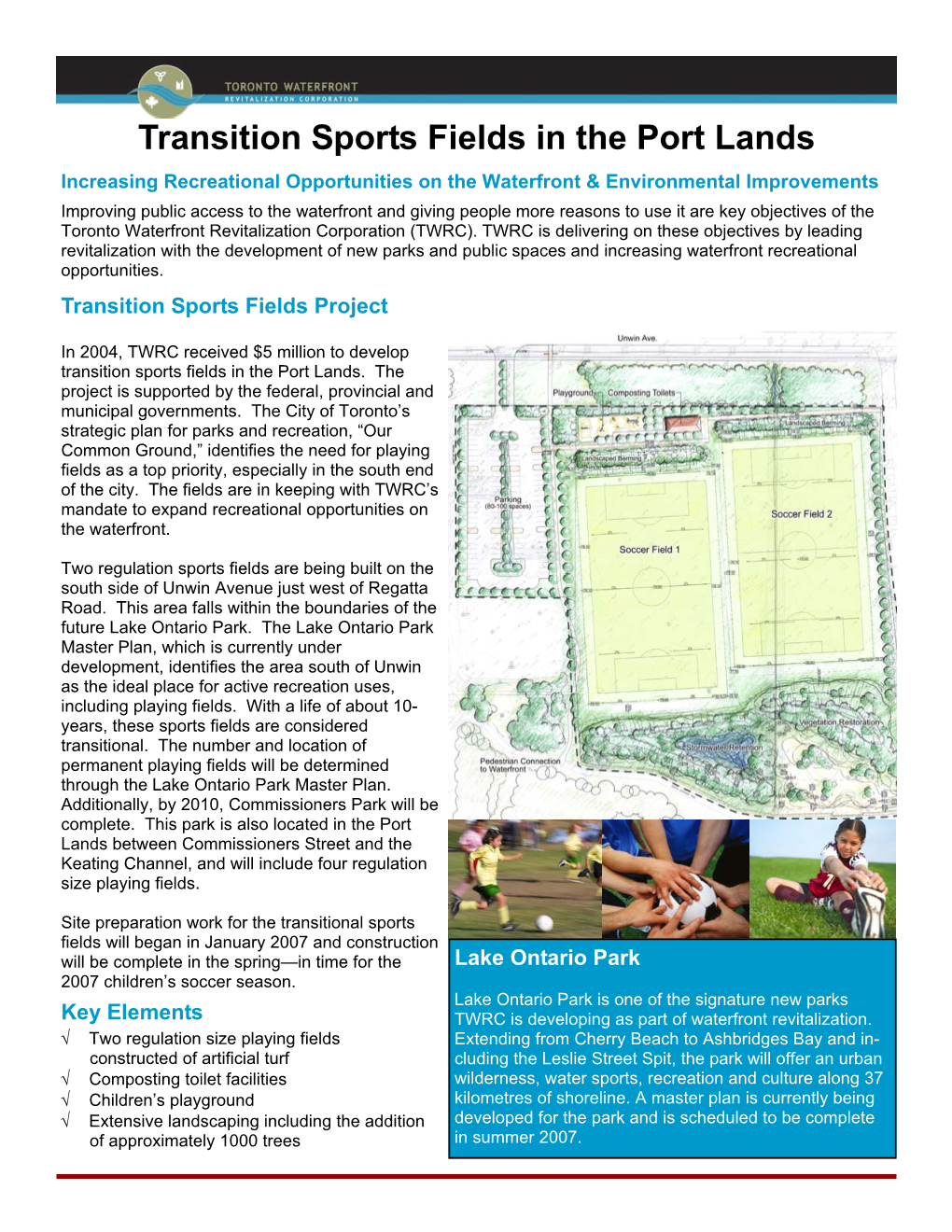 Transition Sports Fields in the Port Lands