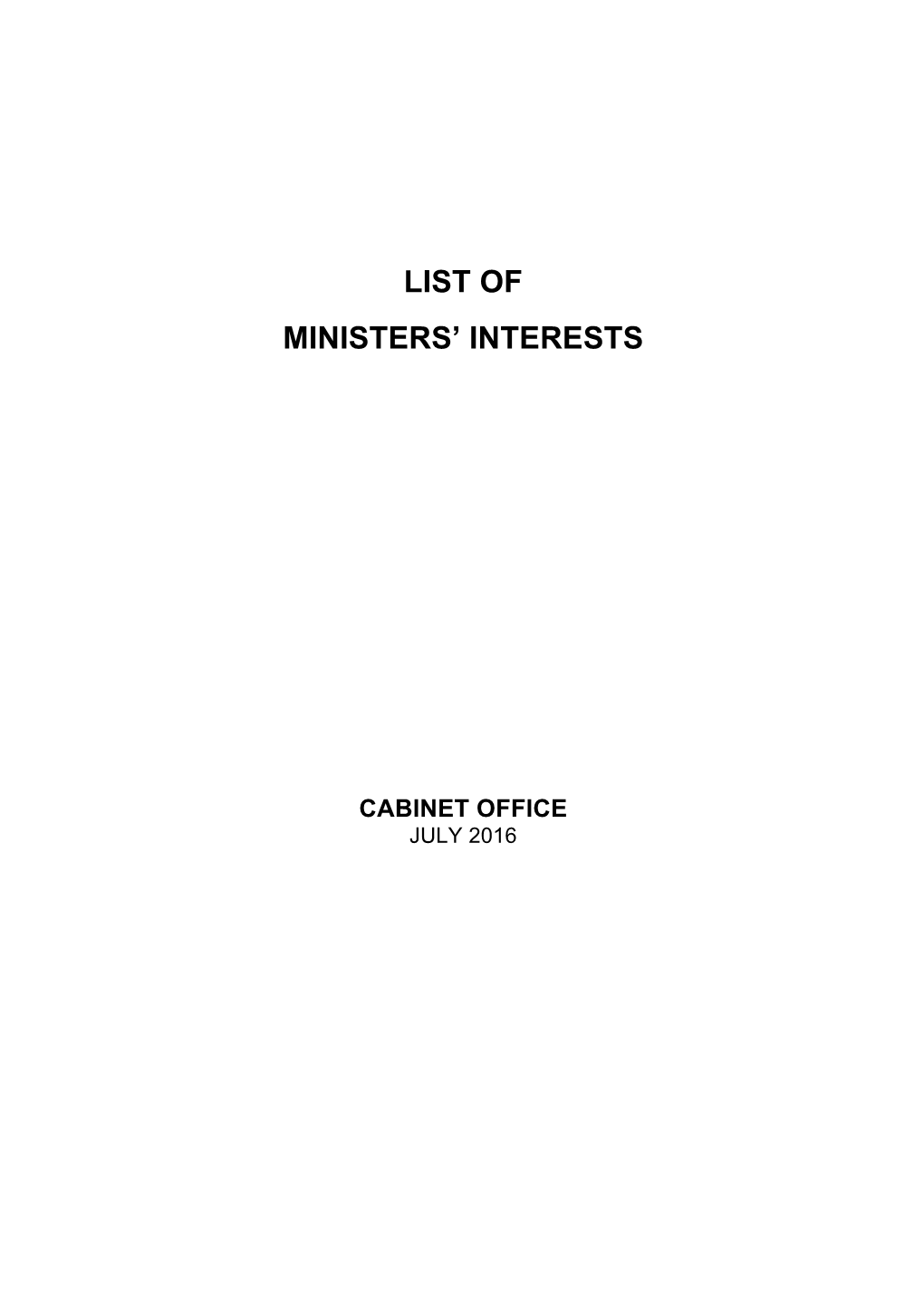 List of Ministers' Interests