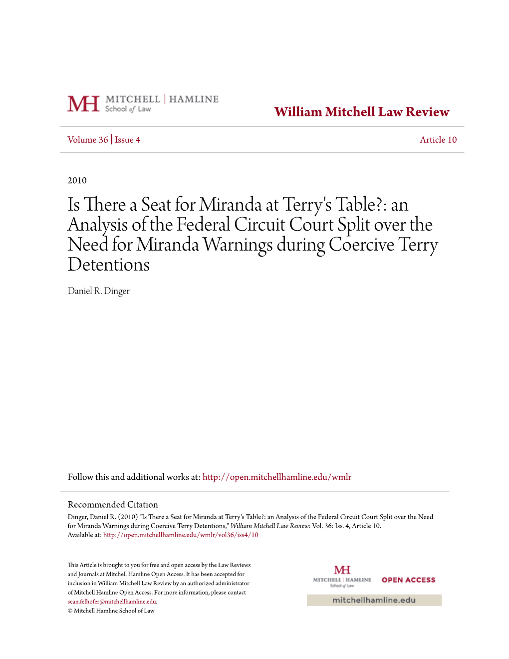 Is There a Seat for Miranda at Terry's Table?