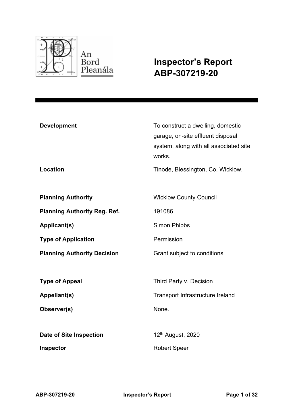 Inspector's Report ABP-307219-20