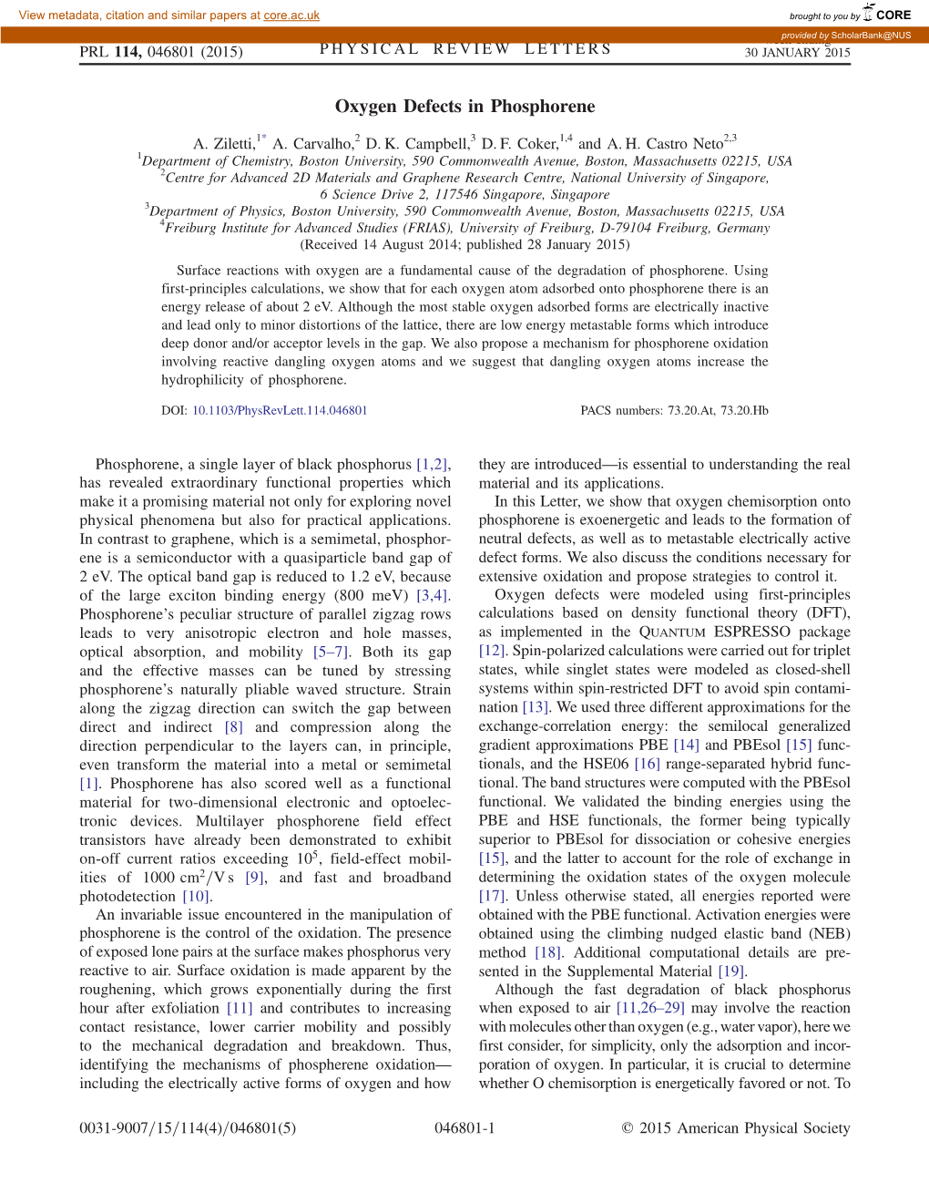 Oxygen Defects in Phosphorene