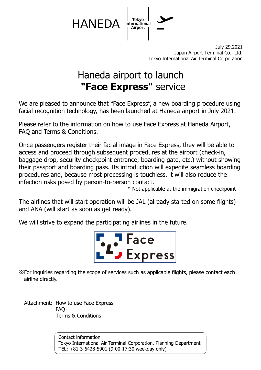 Haneda Airport to Launch 