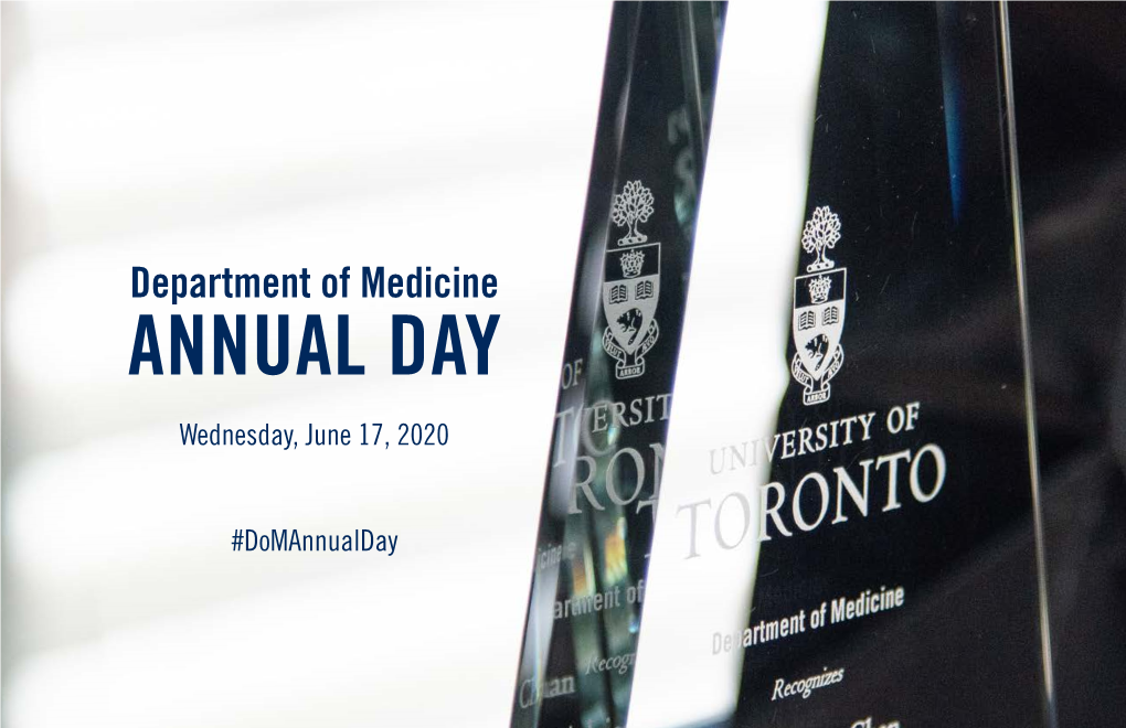 Department of Medicine ANNUAL DAY Wednesday, June 17, 2020