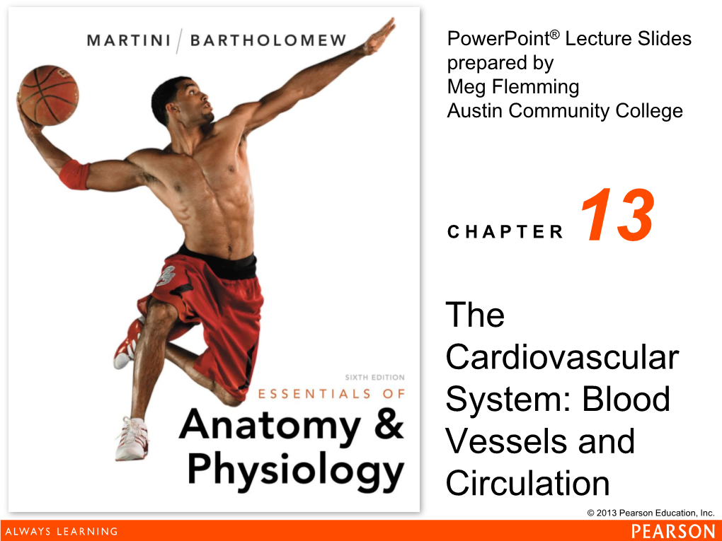 The Cardiovascular System: Blood Vessels and Circulation © 2013 Pearson Education, Inc