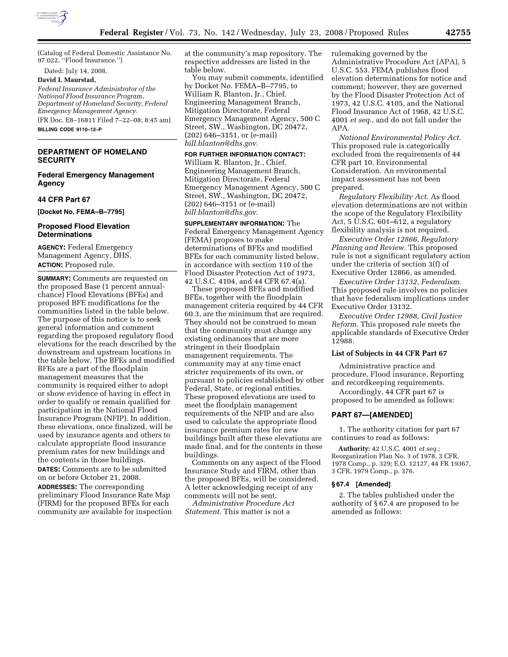 Federal Register/Vol. 73, No. 142/Wednesday, July 23, 2008