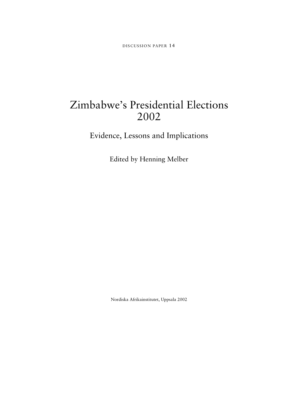 Zimbabwe's Presidential Elections 2002