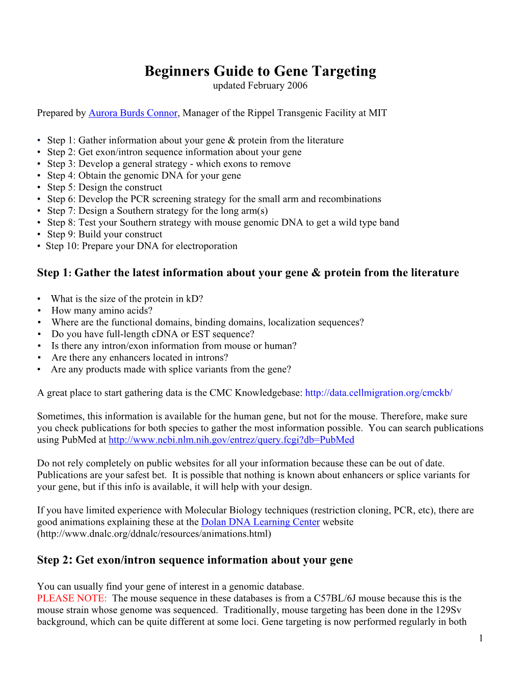 Gene Targeting Protocols