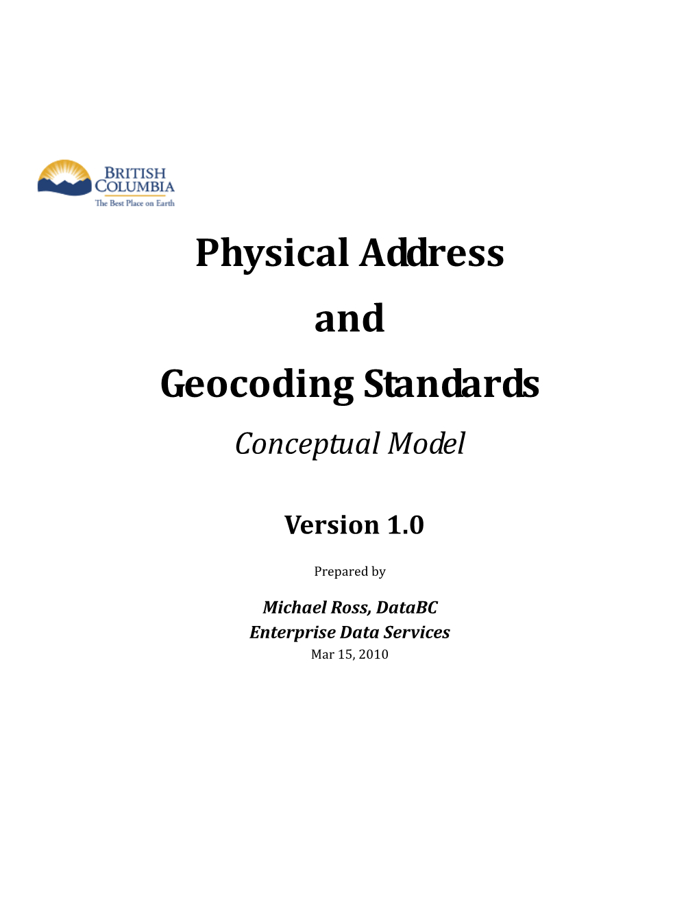 Physical Address and Geocoding Standards Conceptual Model