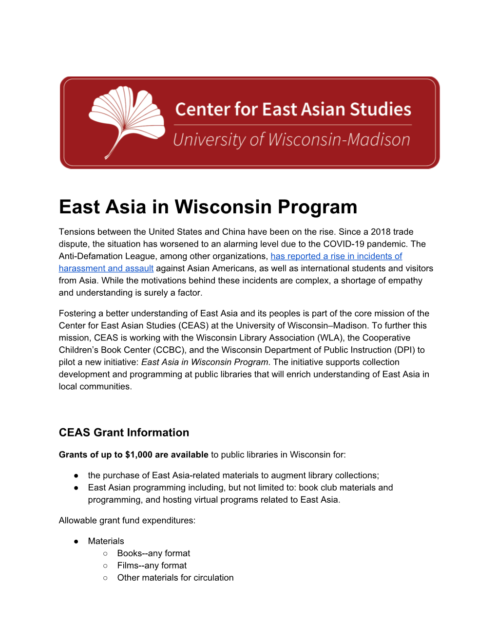 East Asia in Wisconsin Program