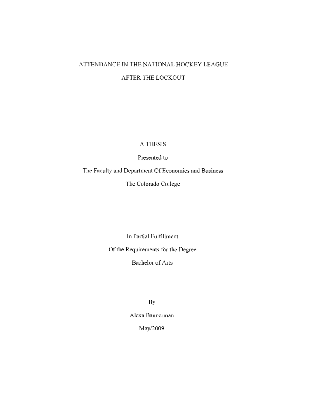 Attendance in the National Hockey League After The